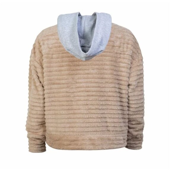 UConn Hoodie XL Pre-Owned Beige Ribbed Fleece Pullover Embroidered Logo - Picture 2 of 8